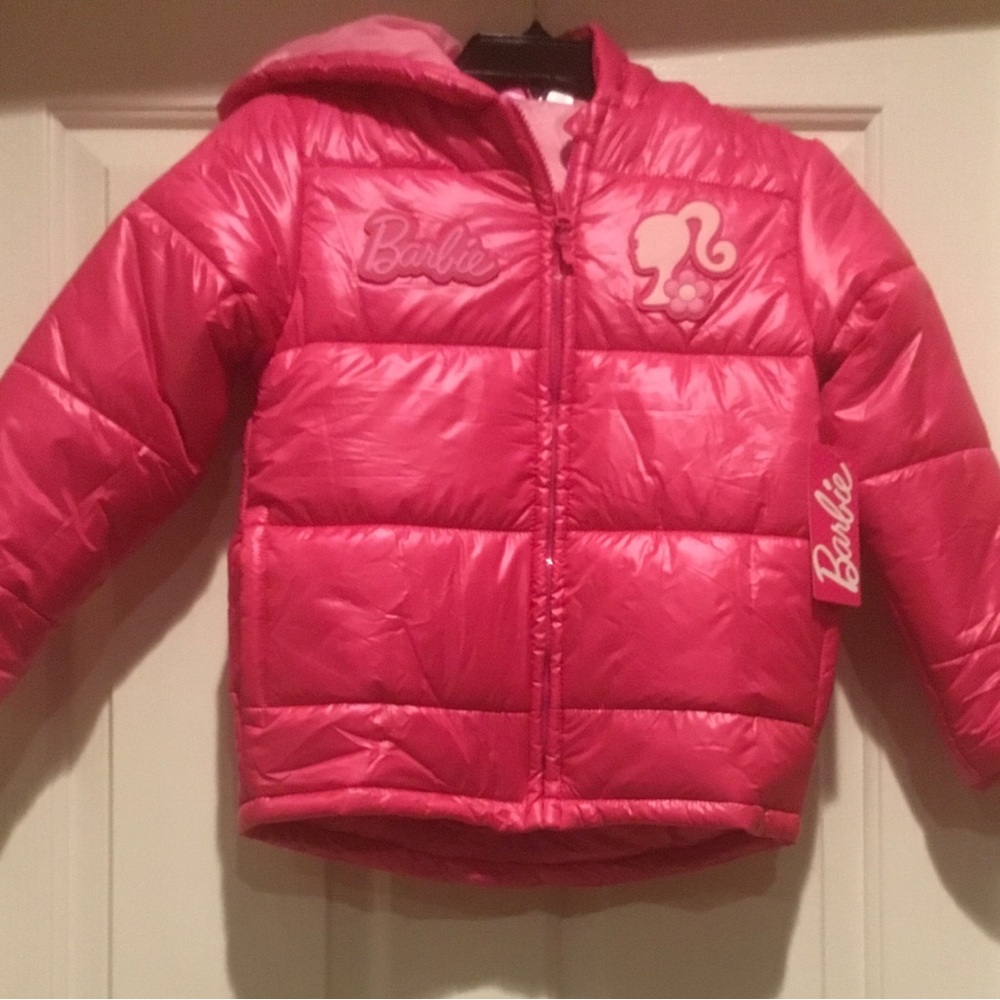 NEW Barbie Girls Hooded Puffer Jacket size 7/8